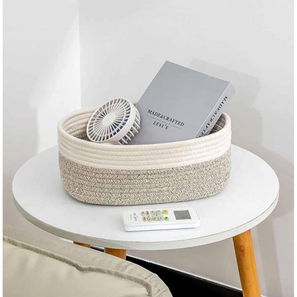 Attractive Cotton Oval Storage Rope Woven Baskets Pack of 1