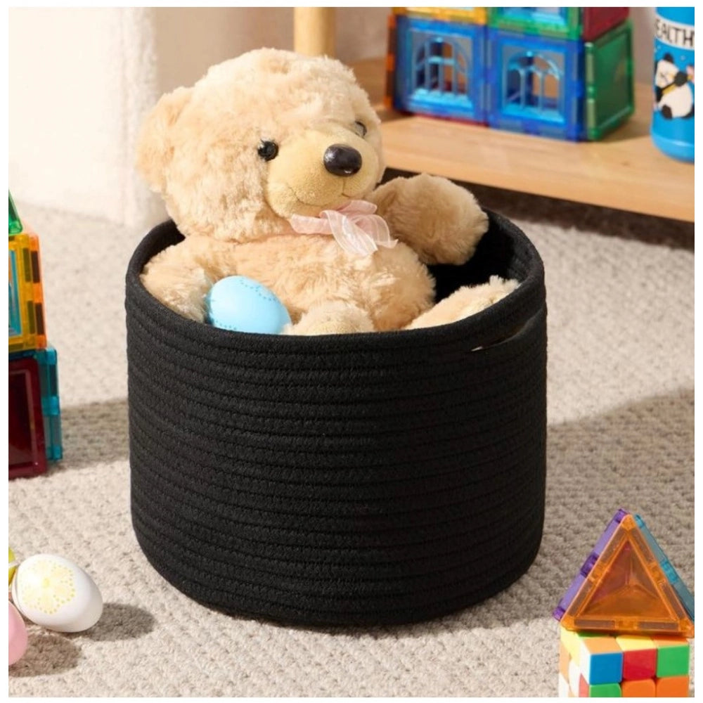 Designer Cotton Round Small Storage Basket 9x7 Inch Pack of 1