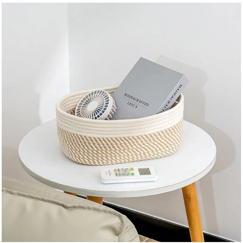 Attractive Cotton Oval Storage Rope Woven Baskets Pack of 1