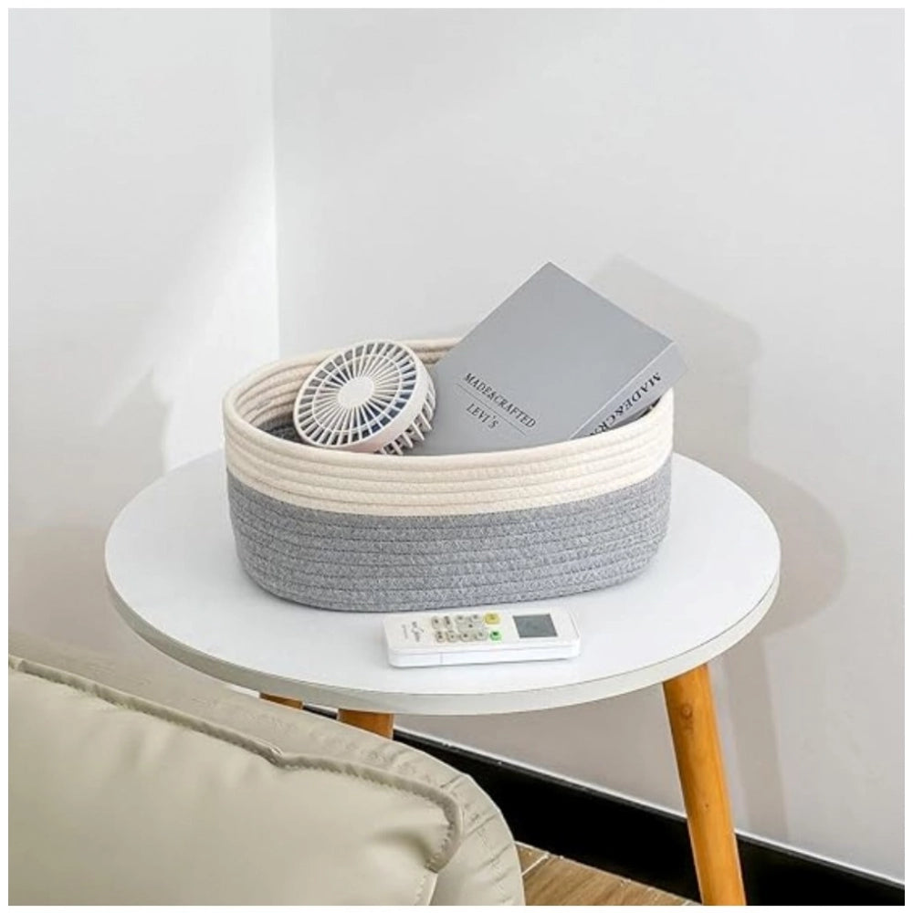 Attractive Cotton Oval Storage Rope Woven Baskets Pack of 1