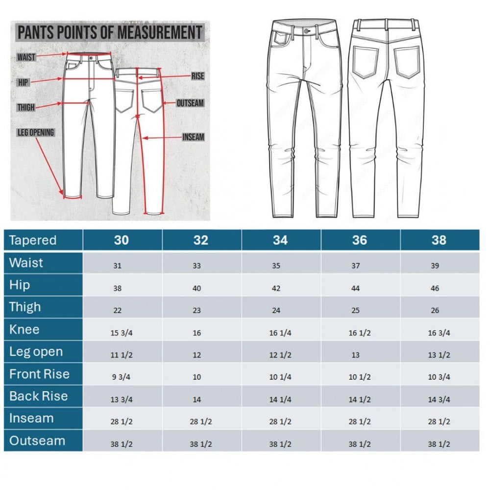 Men's Cotton Blended Solid Tapered Jeans