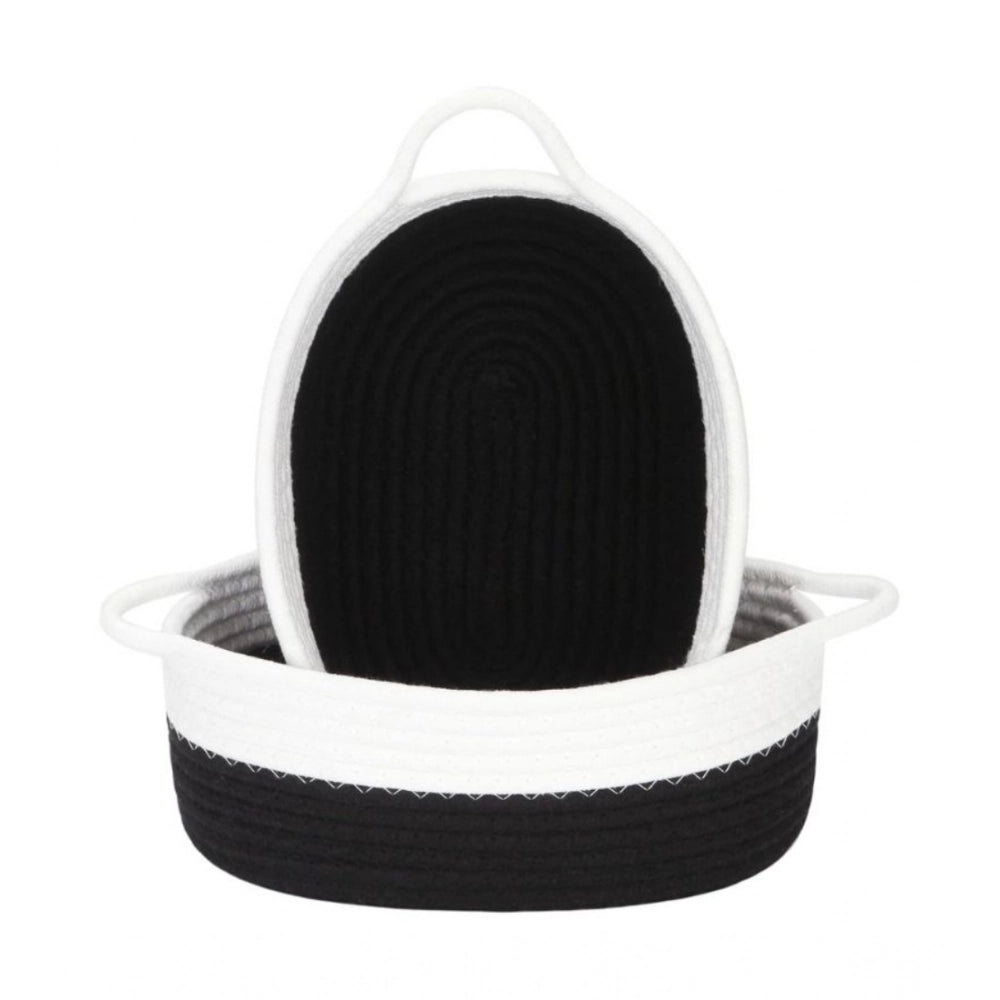 Sizzling Cotton Black White 2 Pcs Storage Basket For Clothes