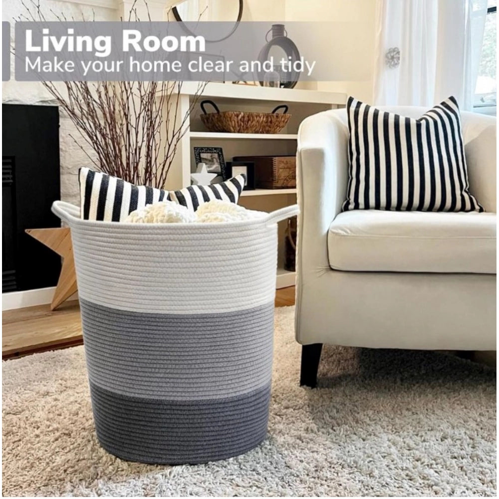 Contemporary Cotton Laundry Basket Pack of 1 Storage Basket For Clothes