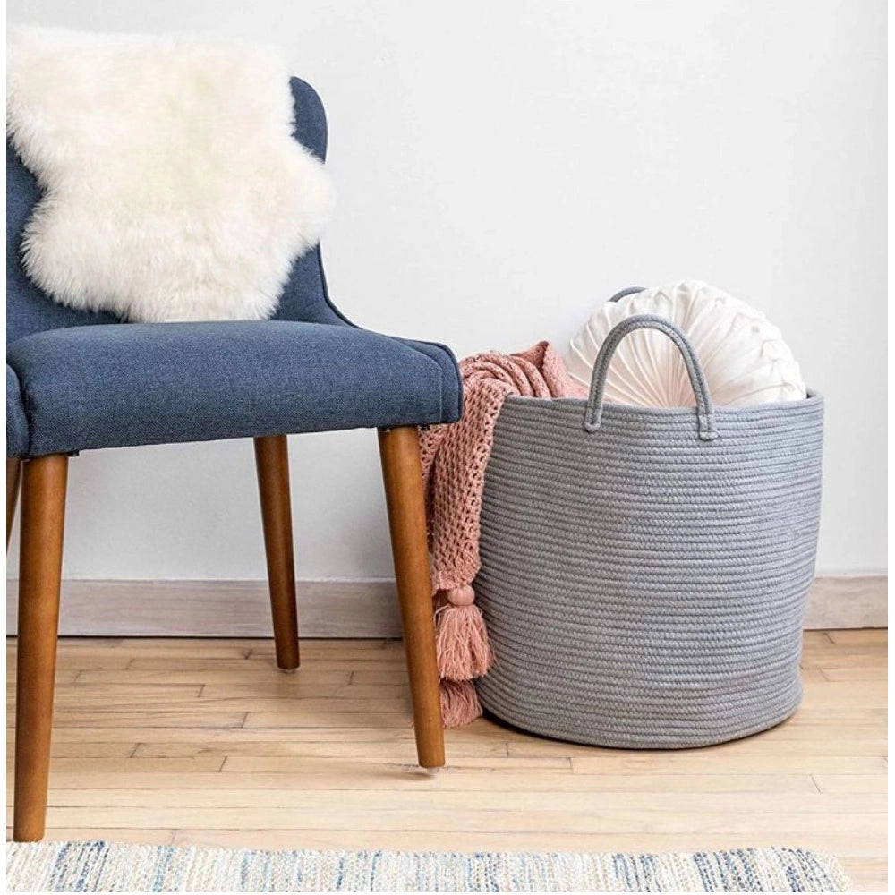 Contemporary Cotton Basket Pack of 1 Storage Basket For Clothes