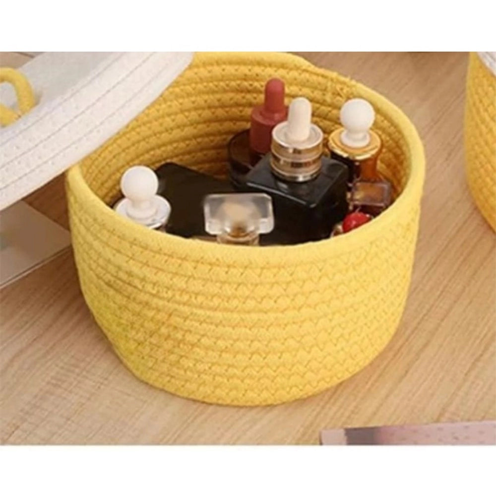 Fancy Cotton Box White Lid Inch Pack of 1 Storage Basket For Clothes