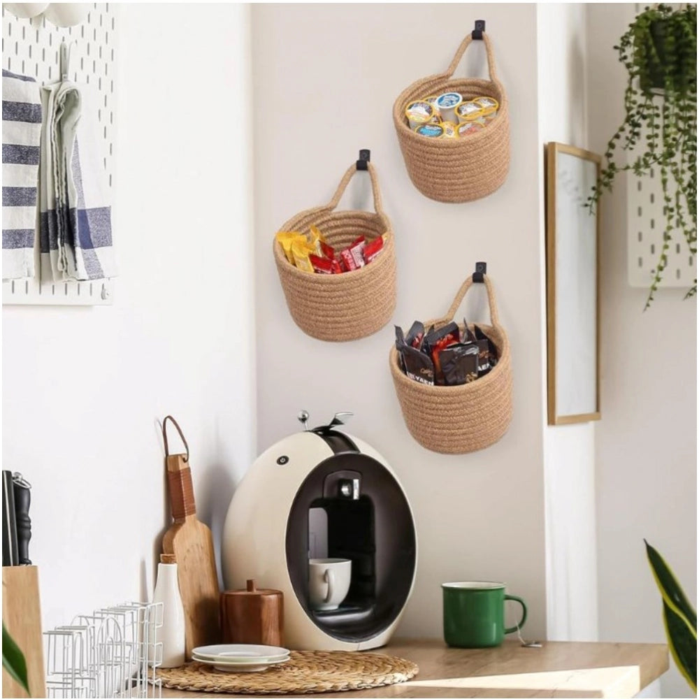Amazing Cotton Hanging Storage Small Basket Pack of 3 Storage Basket For Clothes
