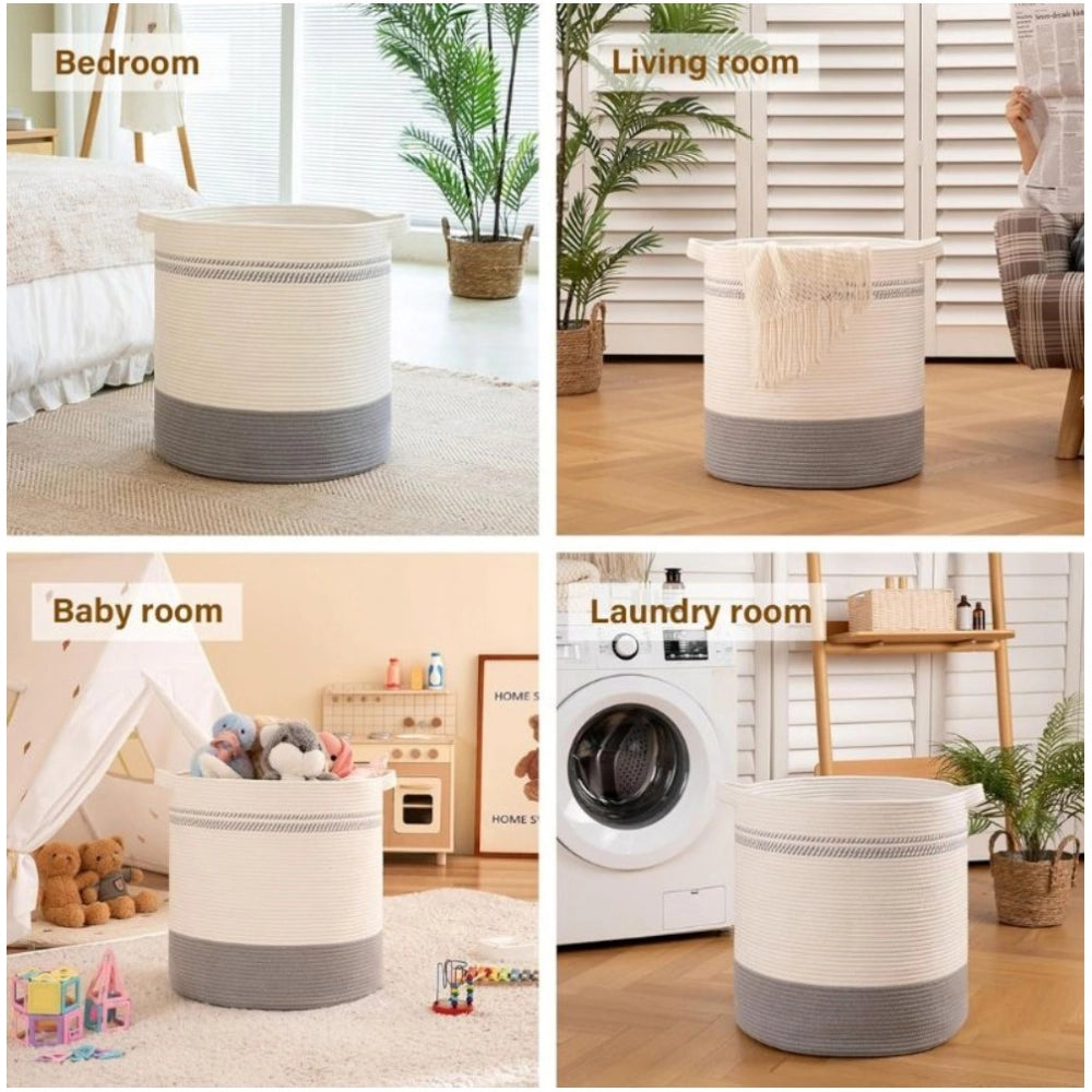 Contemporary Cotton Basket Pack of 1 Storage Basket For Clothes