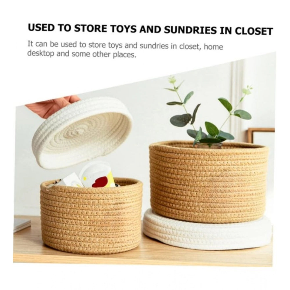 Fancy Cotton Box White Lid Inch Pack of 1 Storage Basket For Clothes