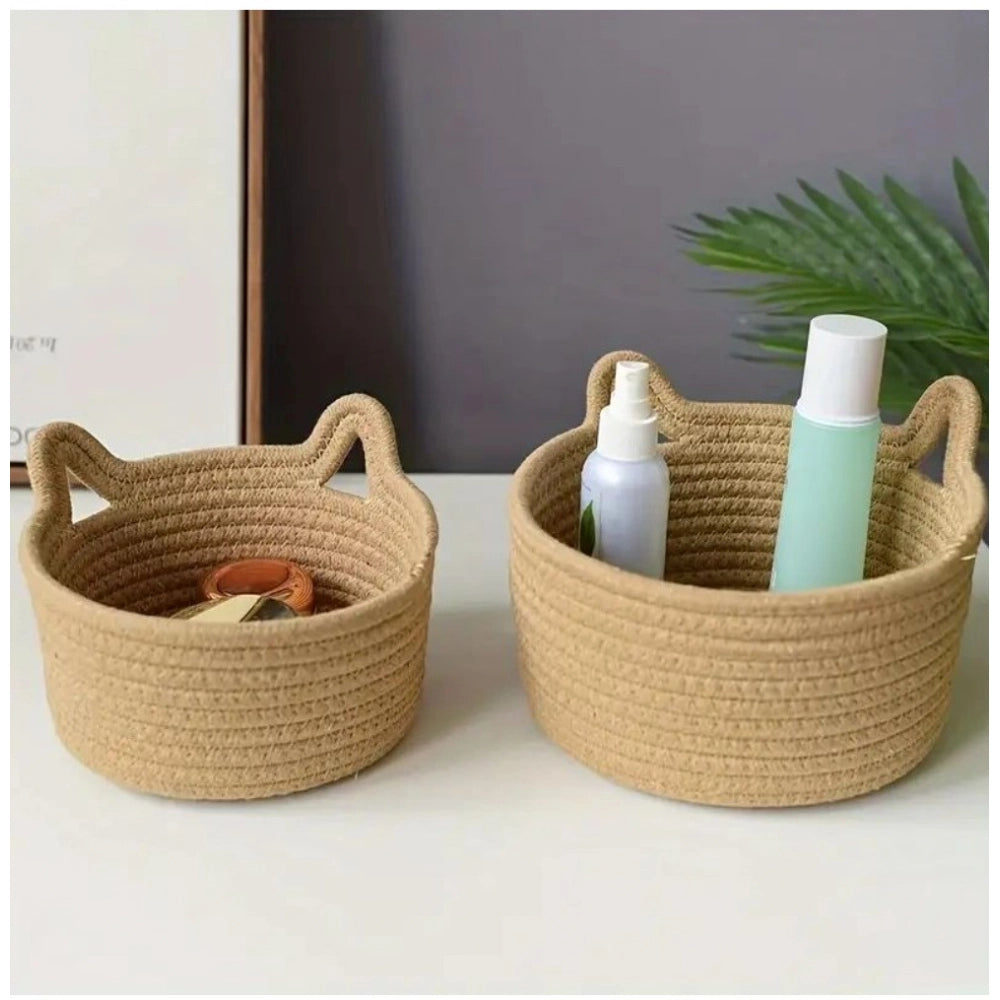 Amazing Cotton Cat Basket Pack of 3 Storage Basket For Clothes