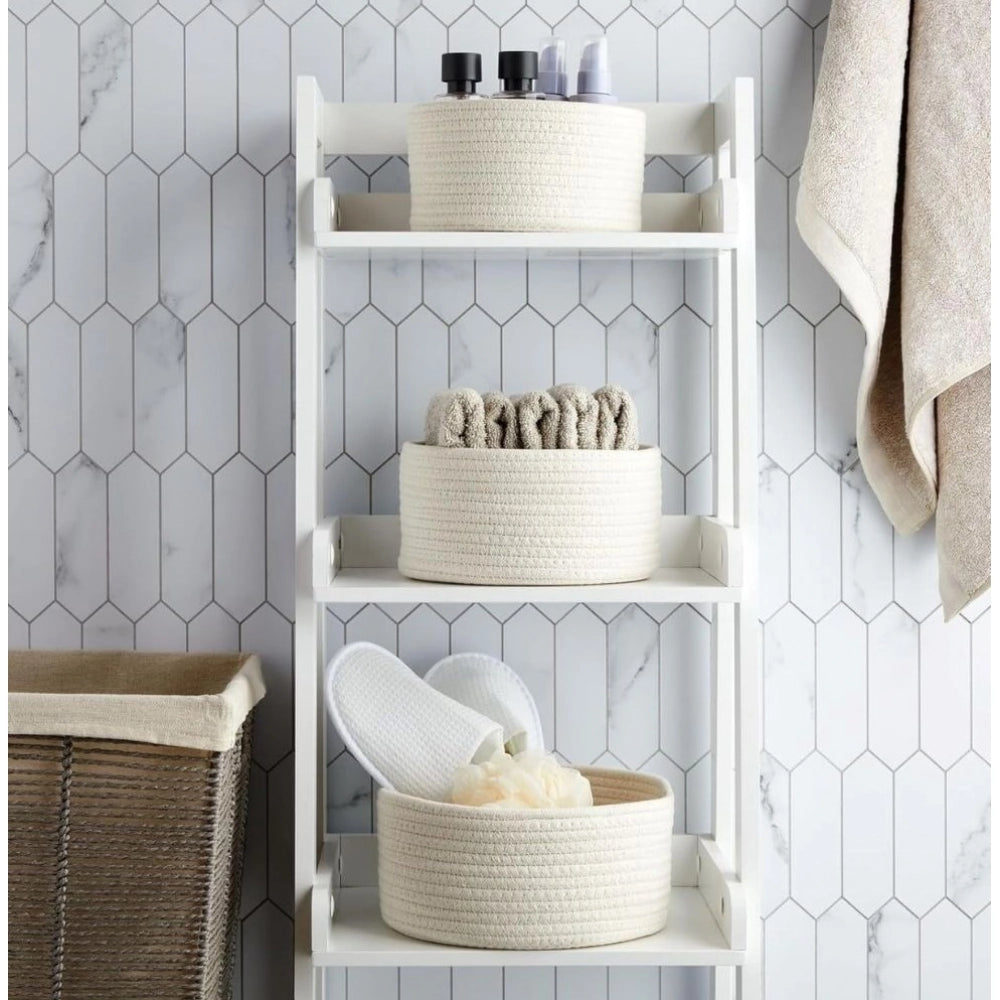 Contemporary Cotton Round Basket Pack of 3 Storage Basket For Clothes