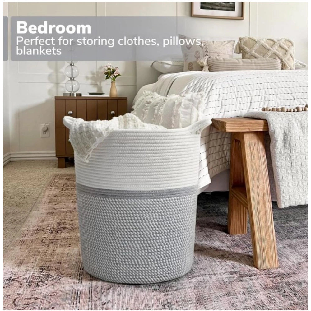 Contemporary Cotton Laundry Basket Pack of 1 Storage Basket For Clothes