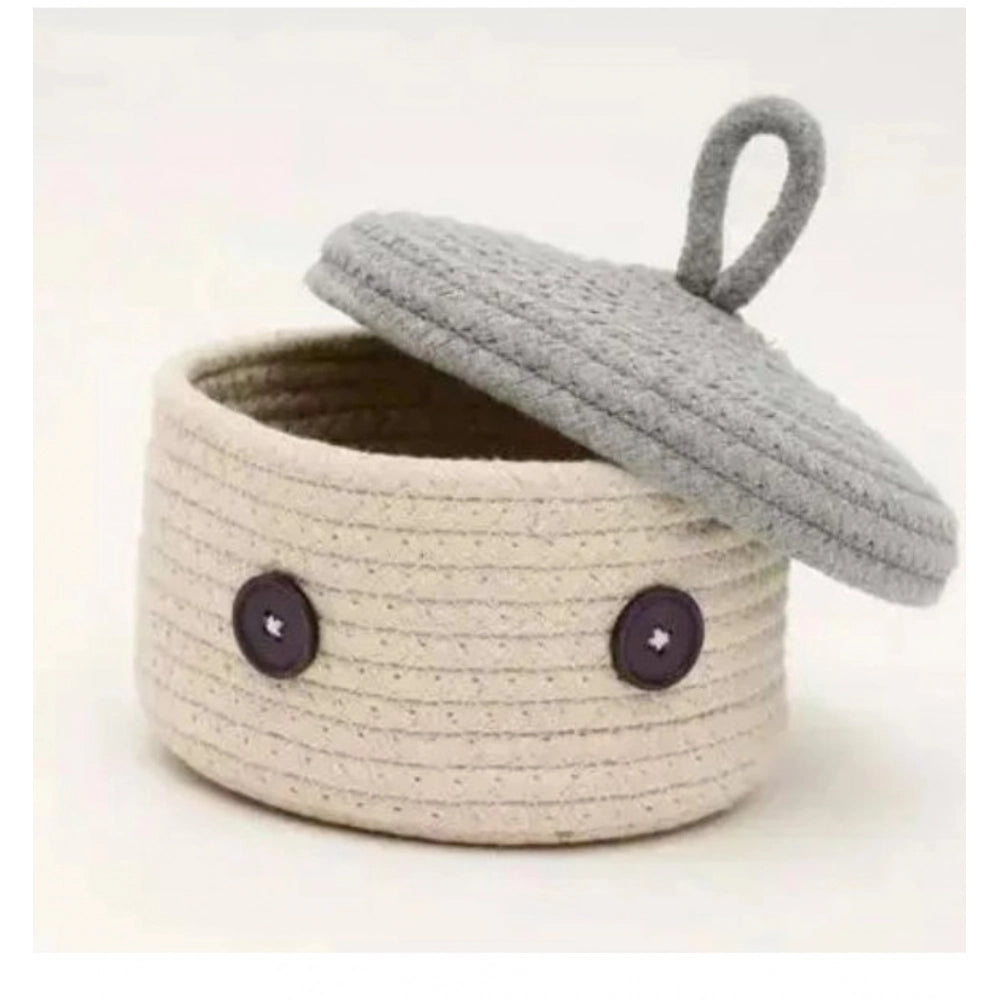 Fancy Cotton Box Grey Lid Inch Pack of 1 Storage Basket For Clothes