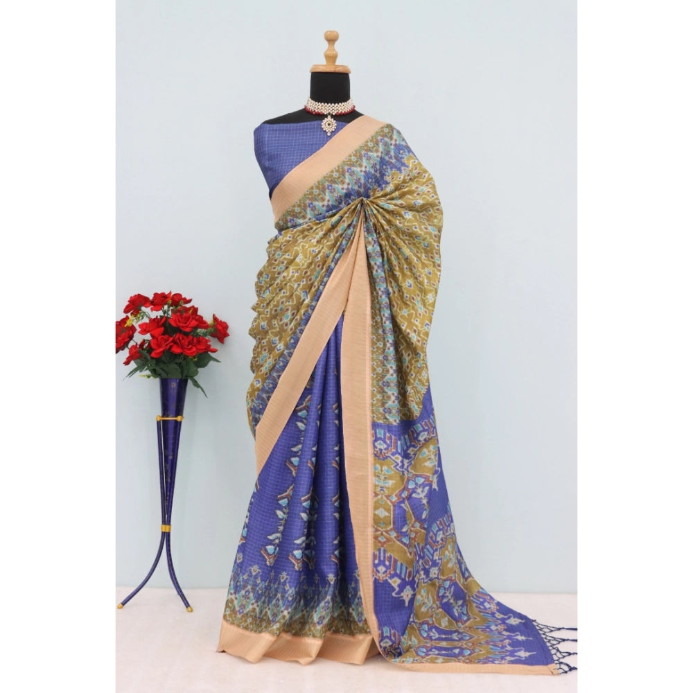 Traditional Women's Mysore Silk Digital Print Saree With Blouse Piece