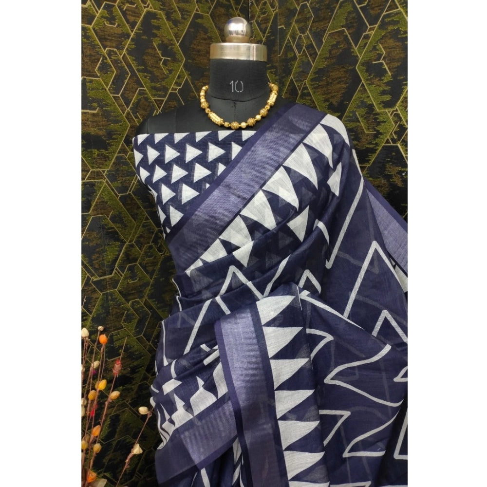 Snazzy Women's Cotton Linen Woven Design Saree With Blouse Piece