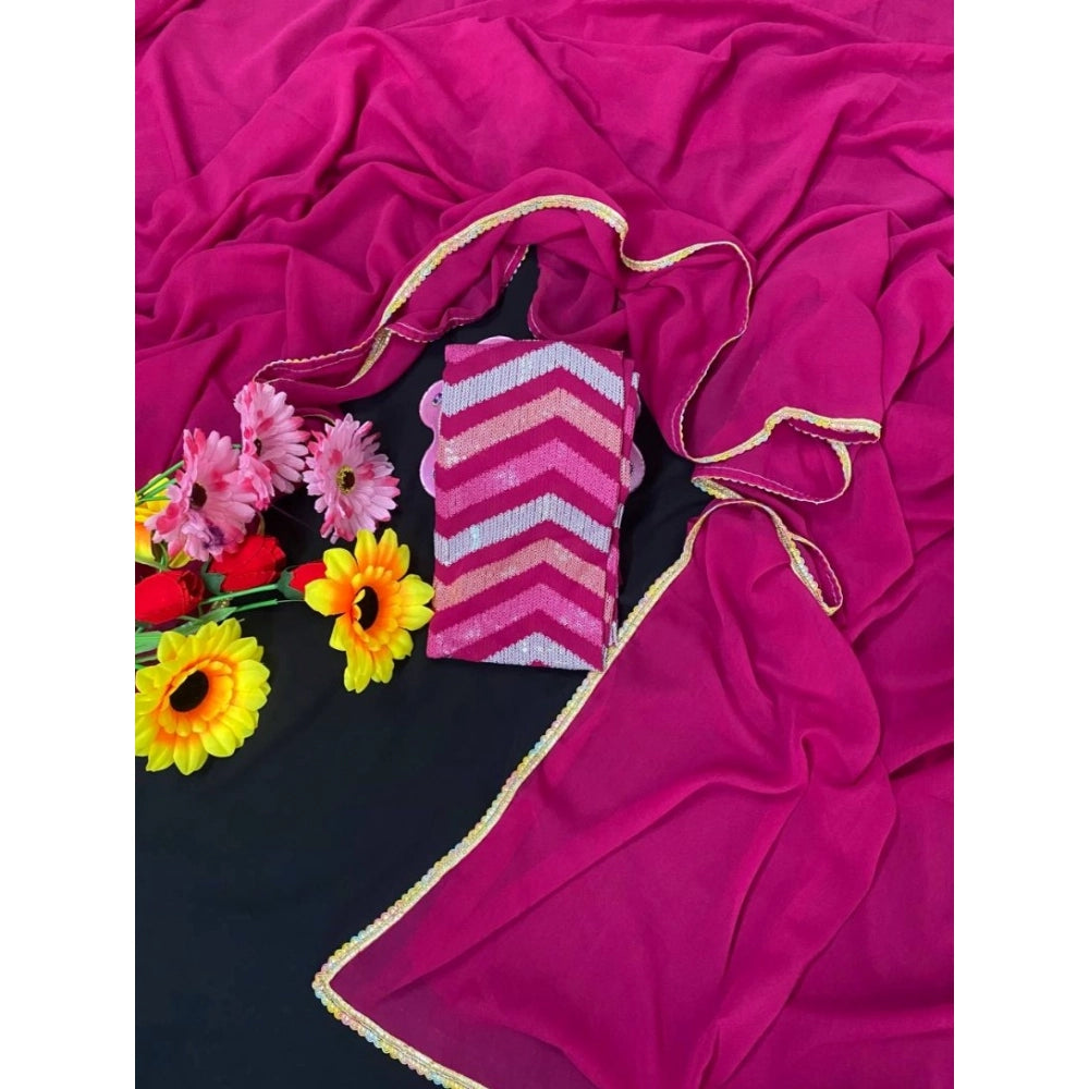 Designer Women's Fox Georgette Solid Saree With Blouse Piece