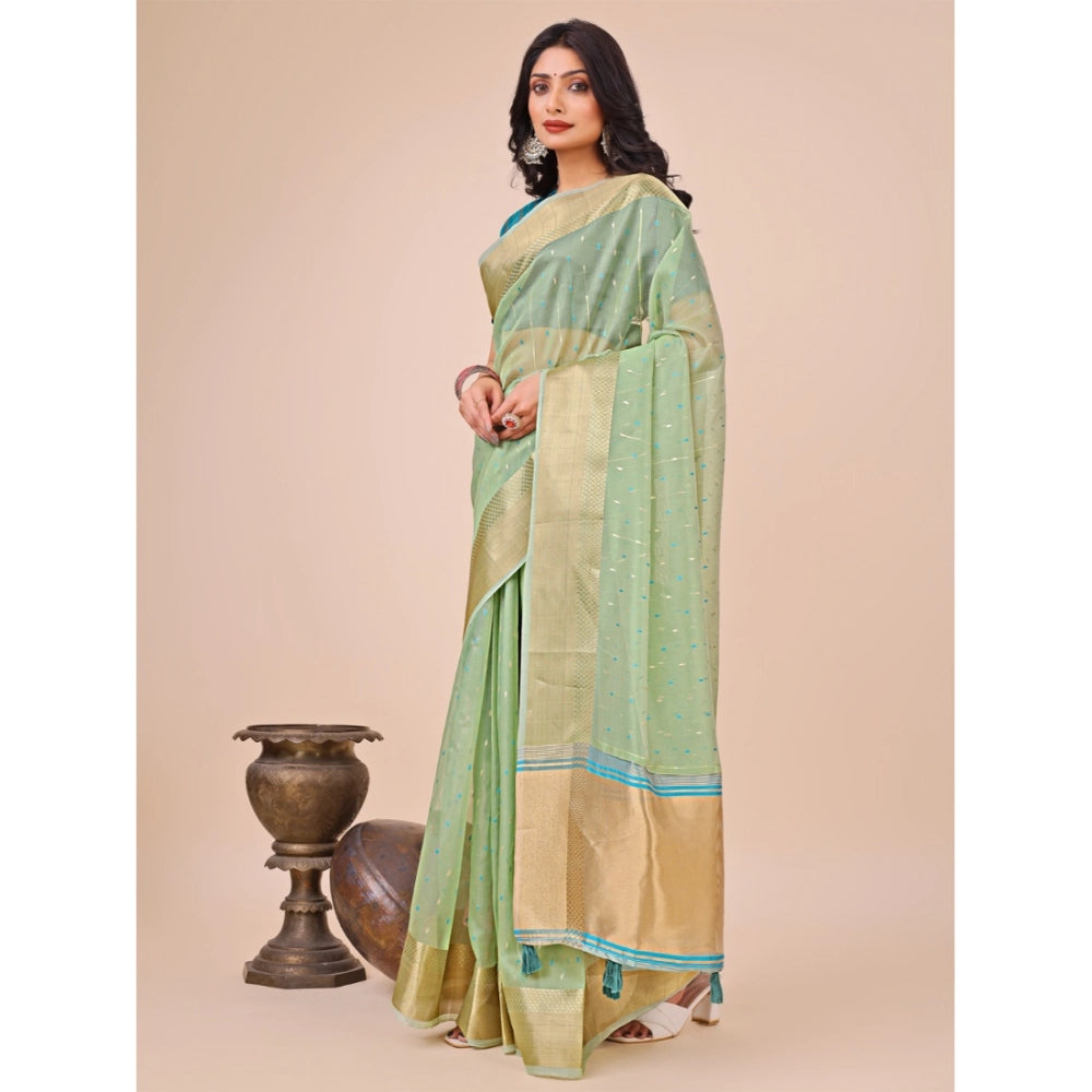 Beautiful Women's Organza Printed Saree With Blouse Piece