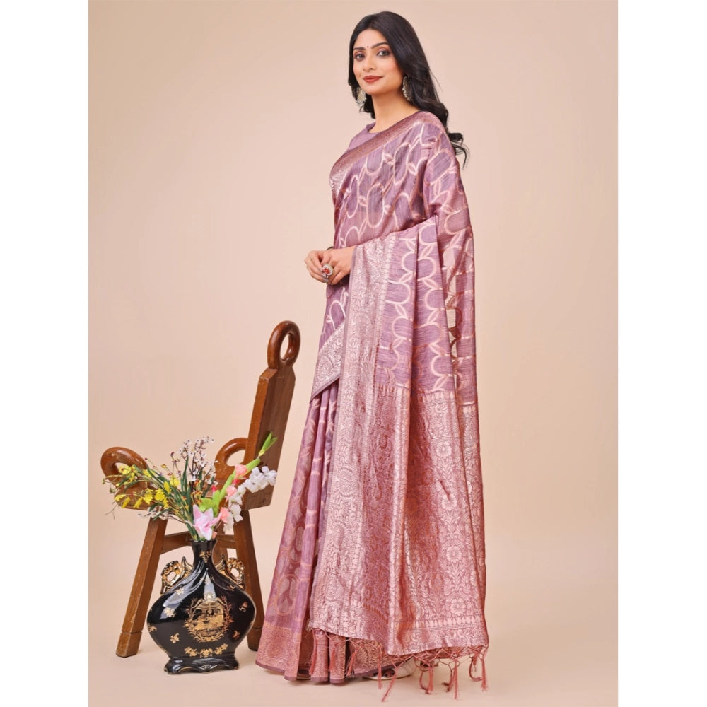 Trendy Women's Linen Cotton Printed Saree With Blouse Piece