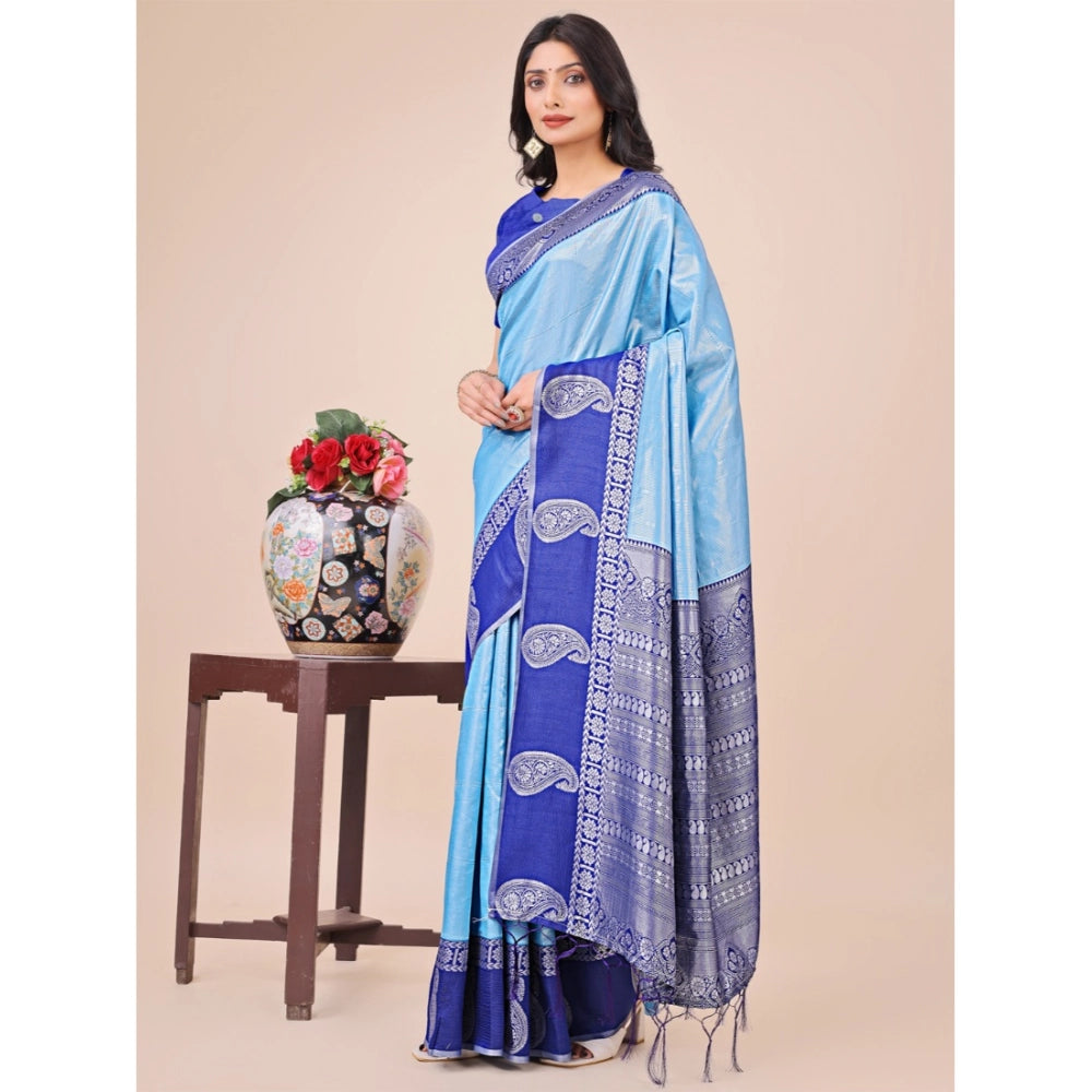 Adorable Women's Lichi Silk Printed Saree With Blouse Piece