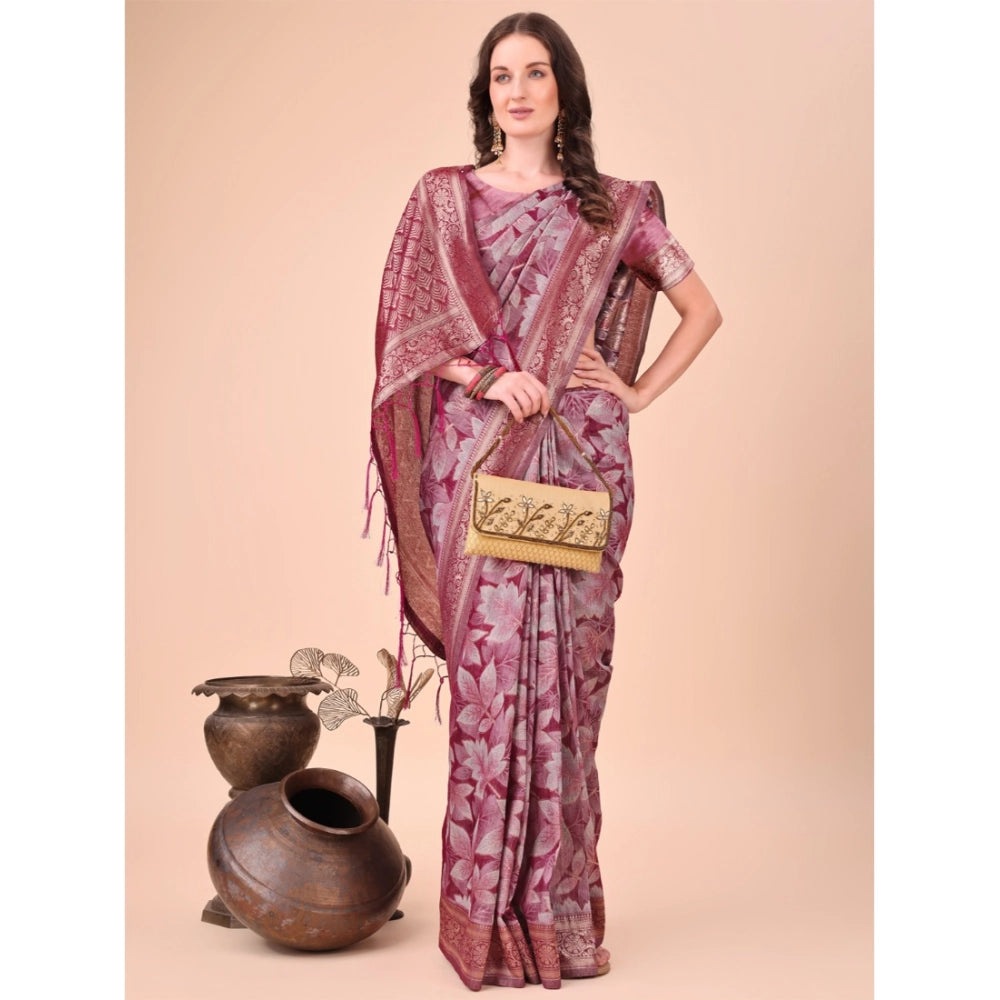Adorable Women's Cotton Printed Saree With Blouse Piece