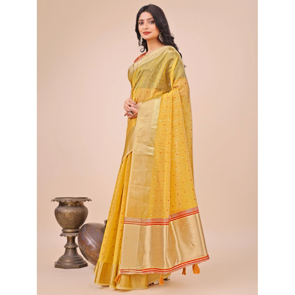 Beautiful Women's Organza Printed Saree With Blouse Piece