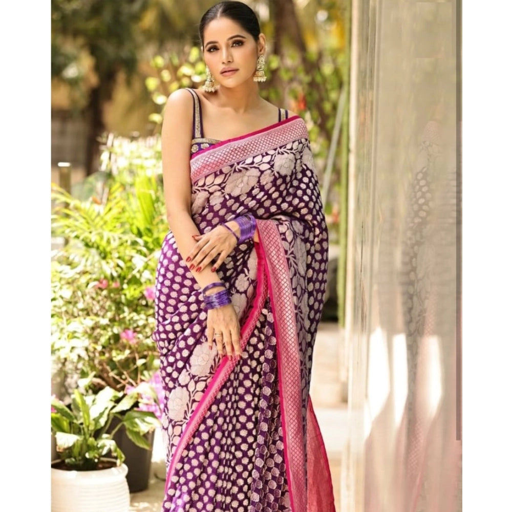 Ravishing Women's Silk Printed Saree With Blouse Piece