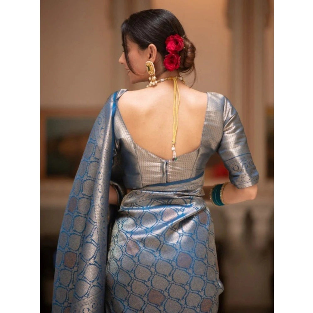 Elegant Women's Silk Printed Saree With Blouse Piece