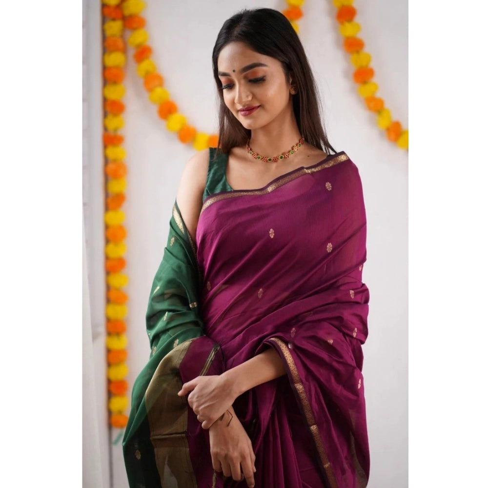Sensational Women's Cotton Printed Saree With Blouse Piece