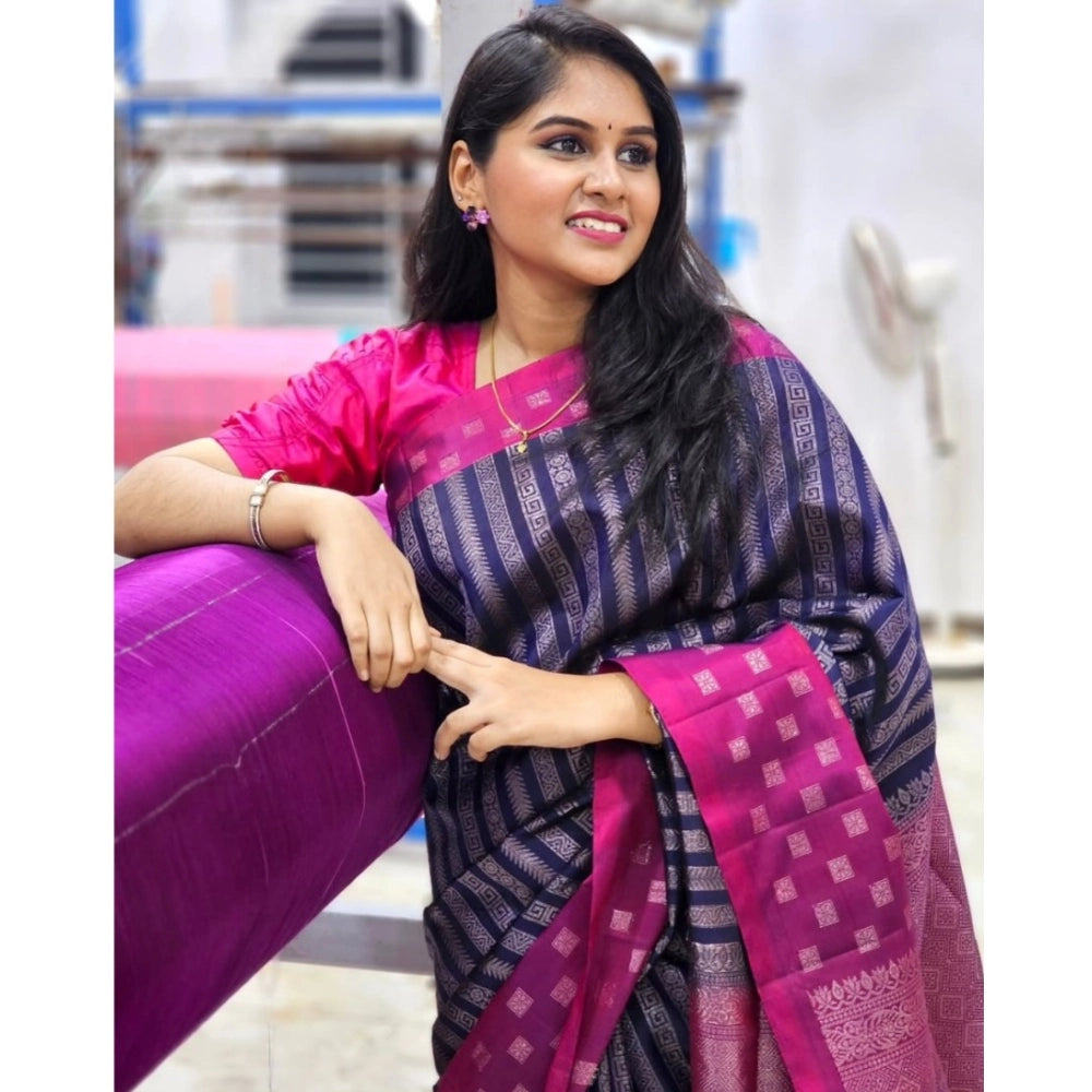 Fancy Women's Silk Printed Saree With Blouse Piece