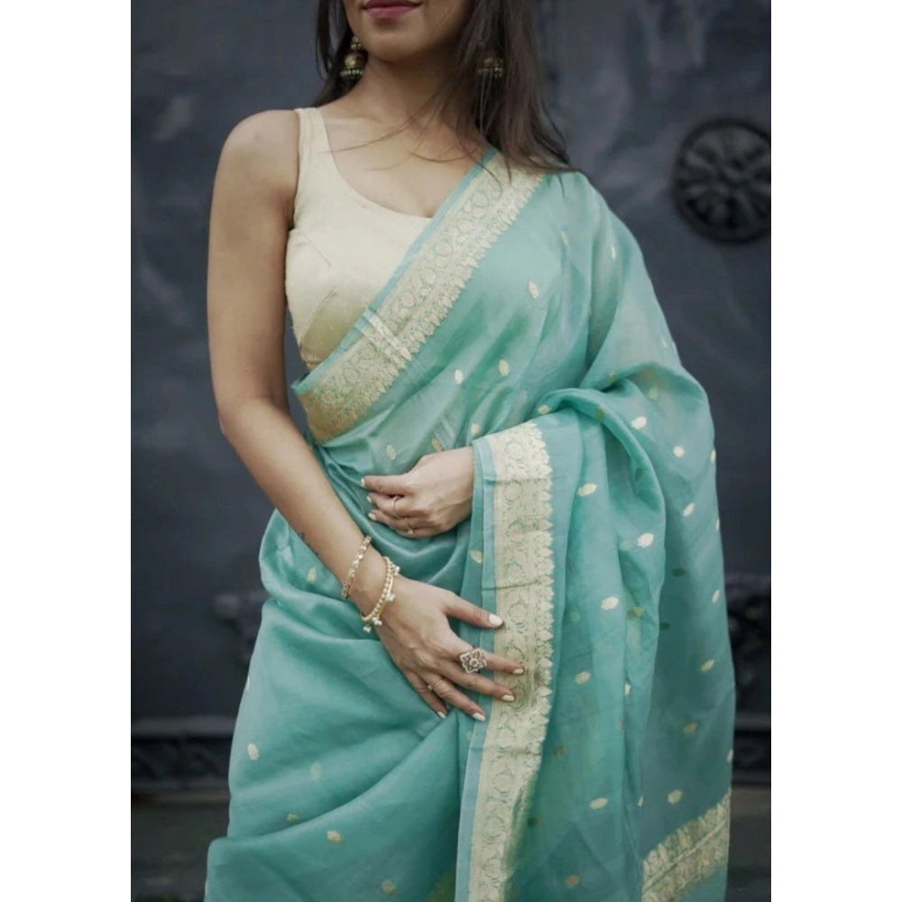 Stylish Women's Cotton Printed Saree With Blouse Piece