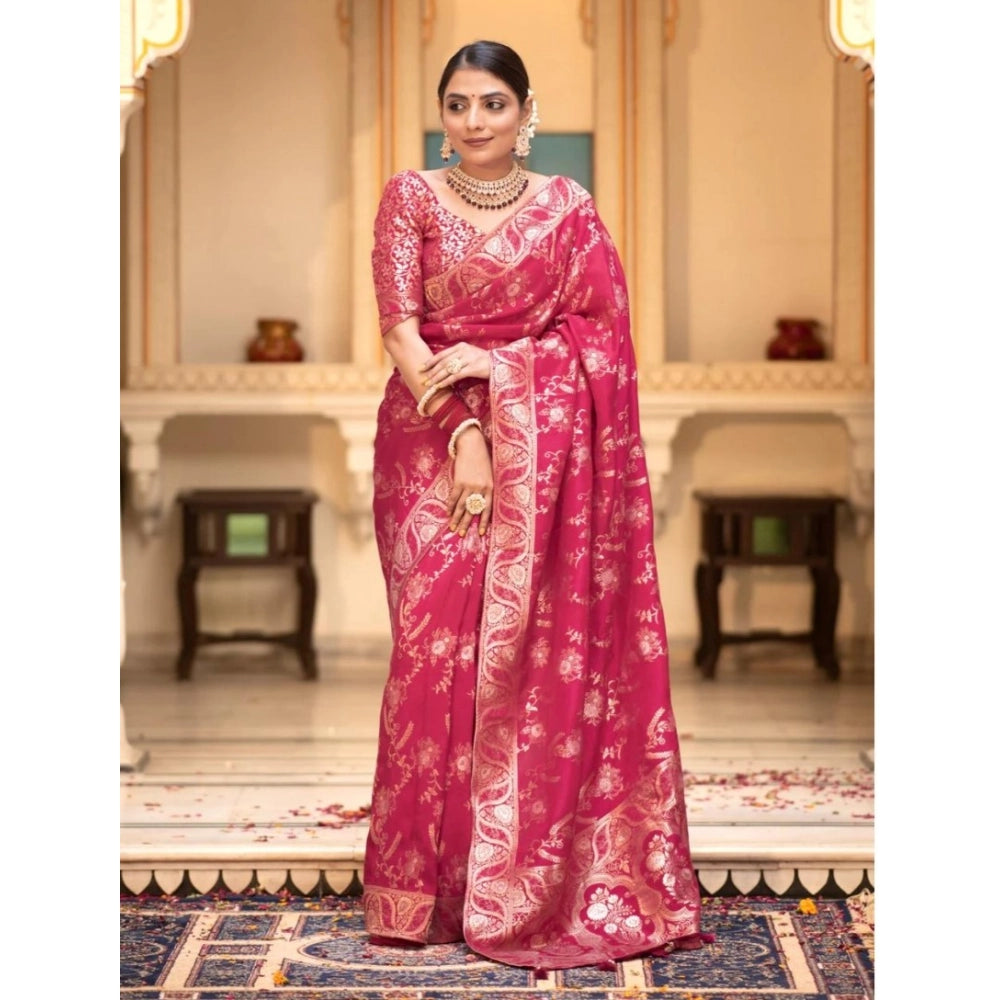 Magnificent Women's Silk Printed Saree With Blouse Piece