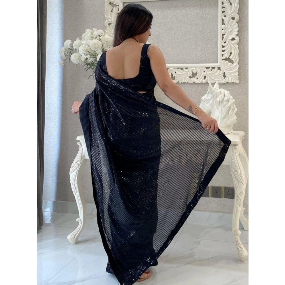 Superior Women's Georgette Embellished Sequnece Bollywood Saree With Blouse Piece