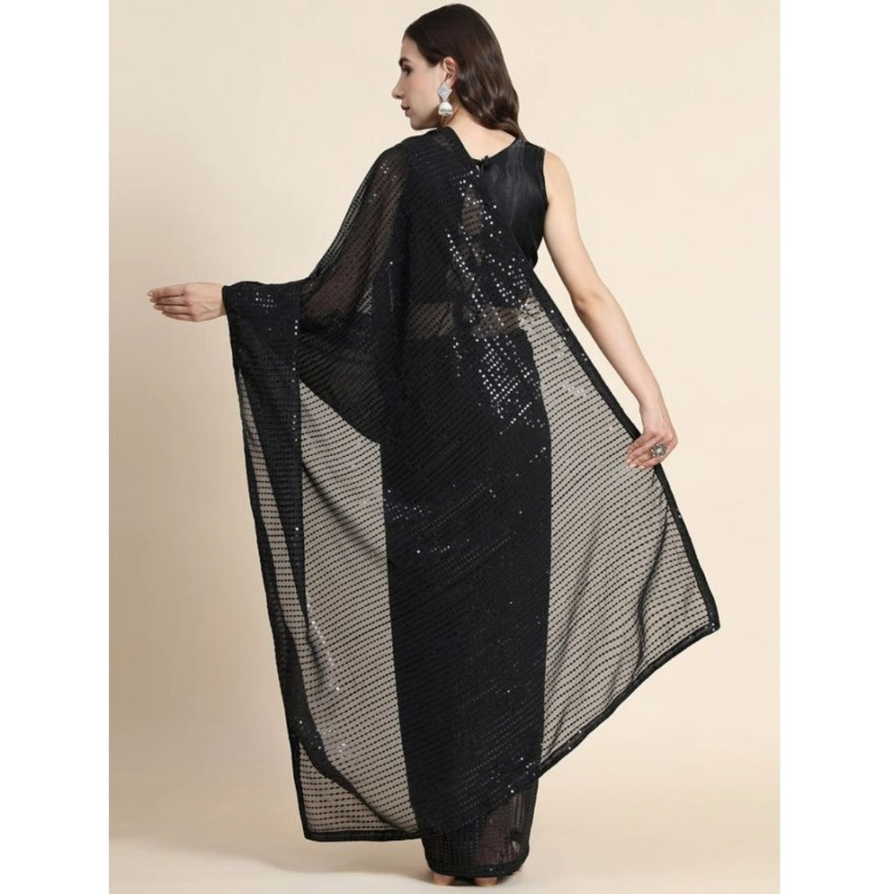 Superior Women's Georgette Embellished Sequnece Bollywood Saree With Blouse Piece