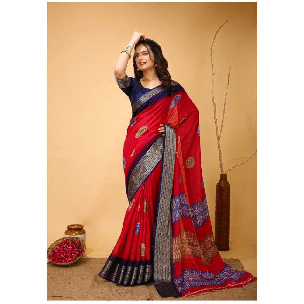 Casual Women's Soft Blooming Marshmallow Fabric Kalamkari Printed Saree With Blouse Piece