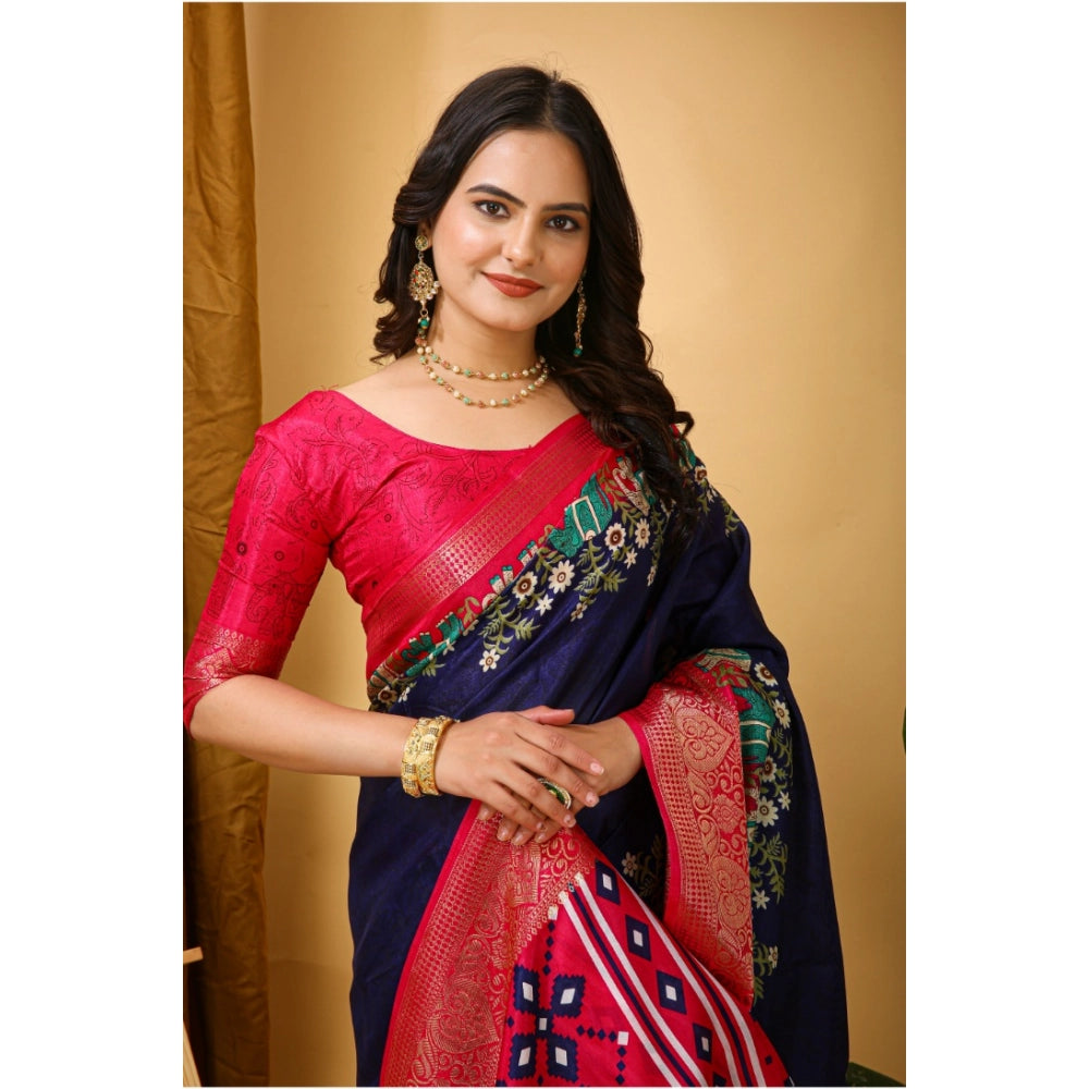 Astonishing Women's Soft Dola Cotton Kalamkari Printed Saree With Blouse Piece