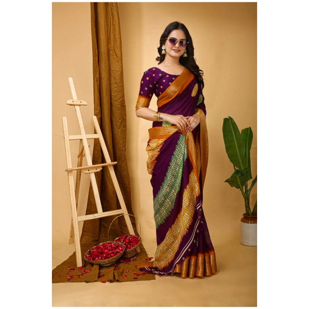Casual Women's Soft Blooming Marshmallow Fabric Kalamkari Printed Saree With Blouse Piece