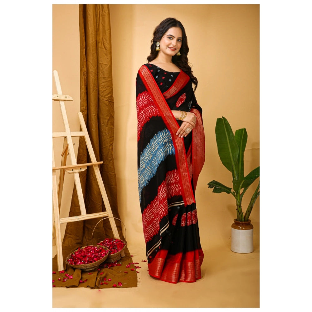 Casual Women's Soft Blooming Marshmallow Fabric Kalamkari Printed Saree With Blouse Piece