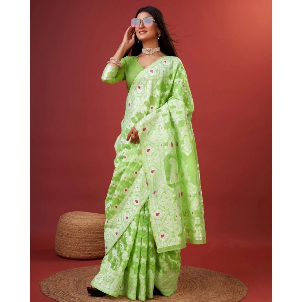 Wonderful Women's Cotton Silk Printed Saree With Blouse Piece