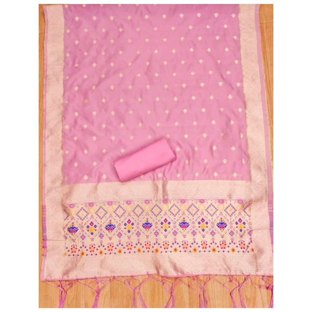 Graceful Women's Banarasi Silk Printed Unstitched Salwar Suit Material With Dupatta