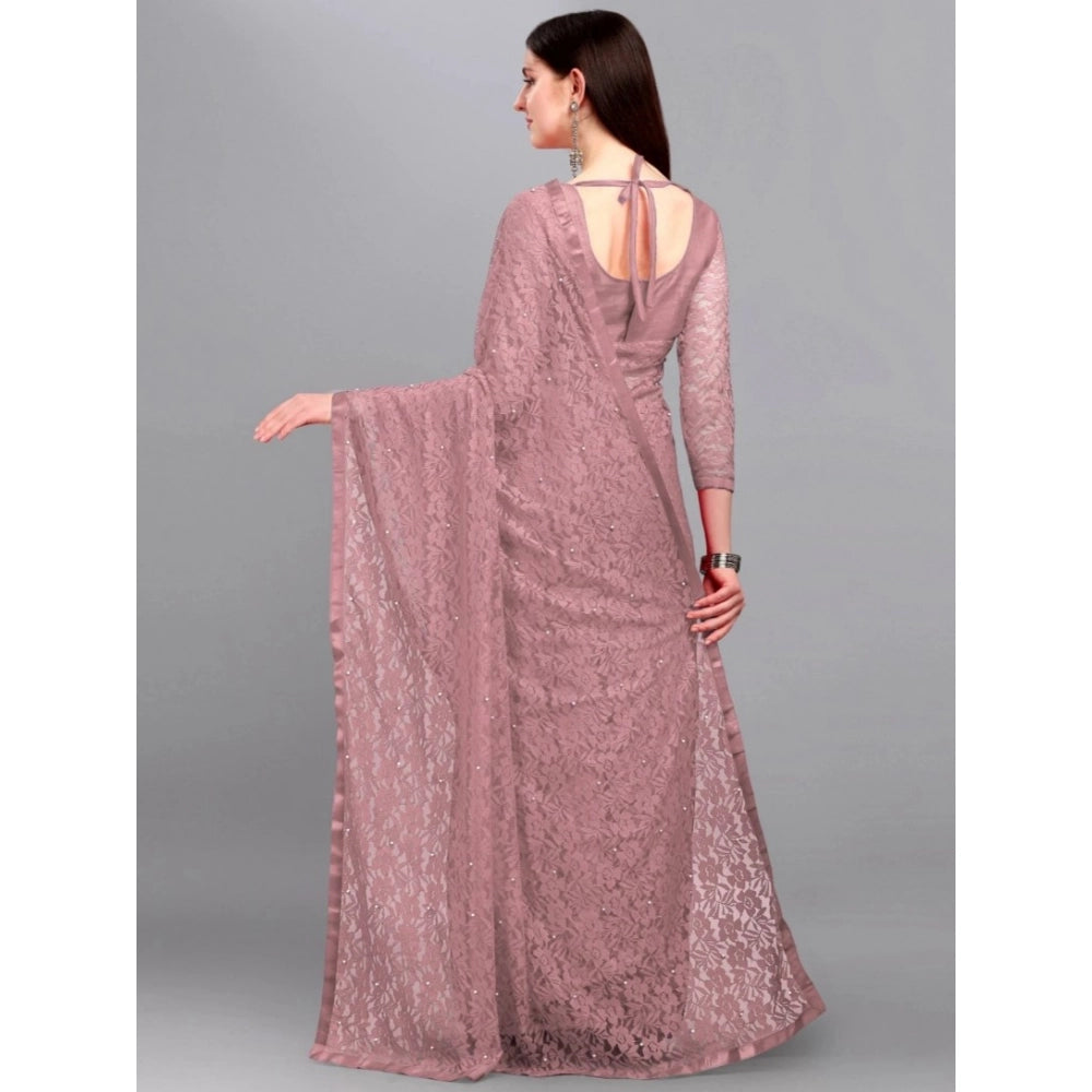 Contemporary Women's Net Self Design Saree With Blouse Piece