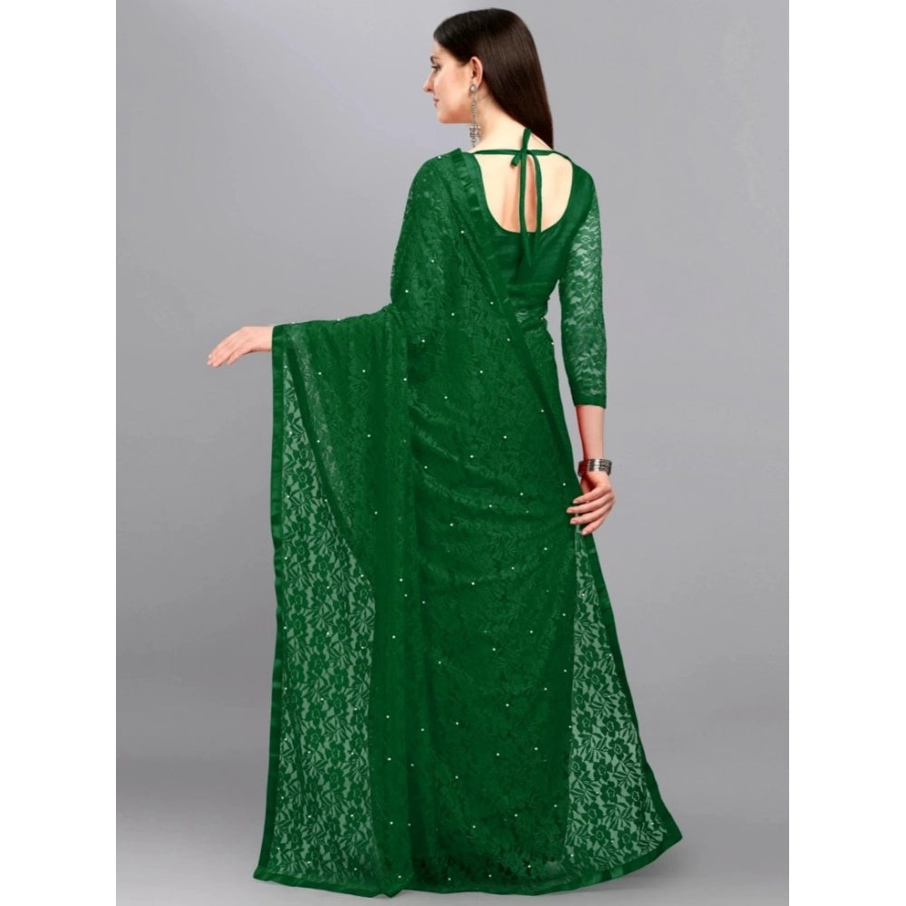 Contemporary Women's Net Self Design Saree With Blouse Piece