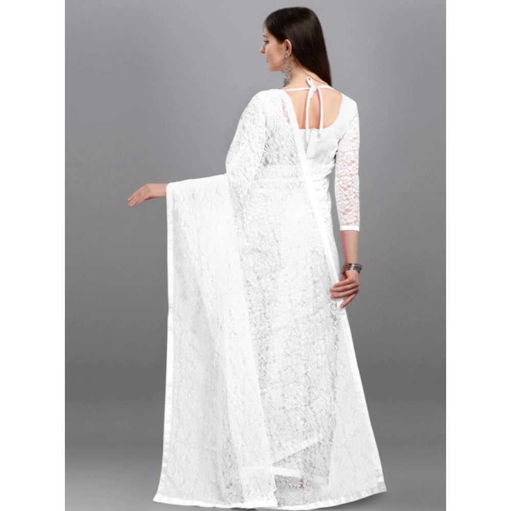 Contemporary Women's Net Self Design Saree With Blouse Piece