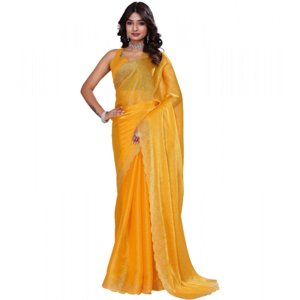 Ravishing Women's Jimmy choo Embellished Bollywood Saree With Blouse Piece