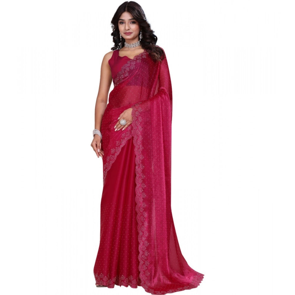 Ravishing Women's Jimmy choo Embellished Bollywood Saree With Blouse Piece