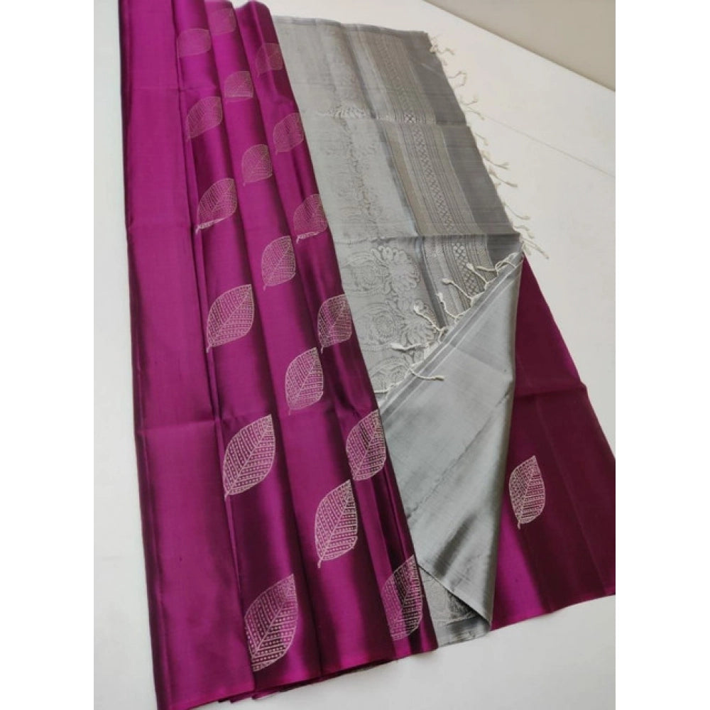 Modern Women's Litchi silk Printed Saree With Unstitched Blouse
