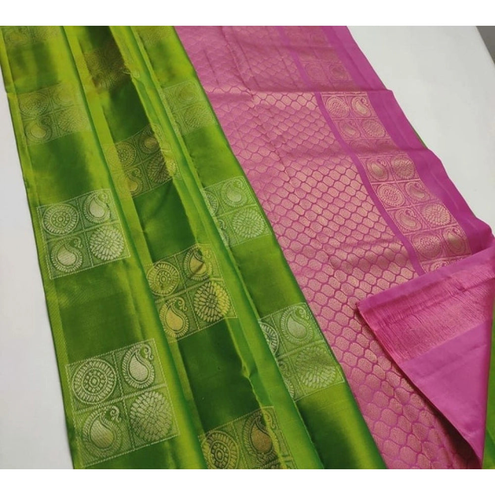 Modern Women's Litchi silk Printed Saree With Unstitched Blouse
