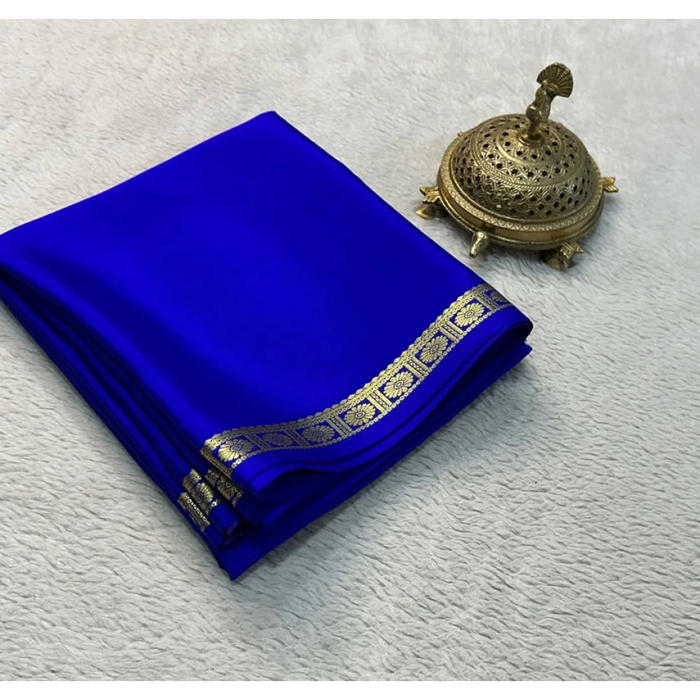 Voguish Women's Crepe Chit Pallu Solid Saree With Blouse Piece