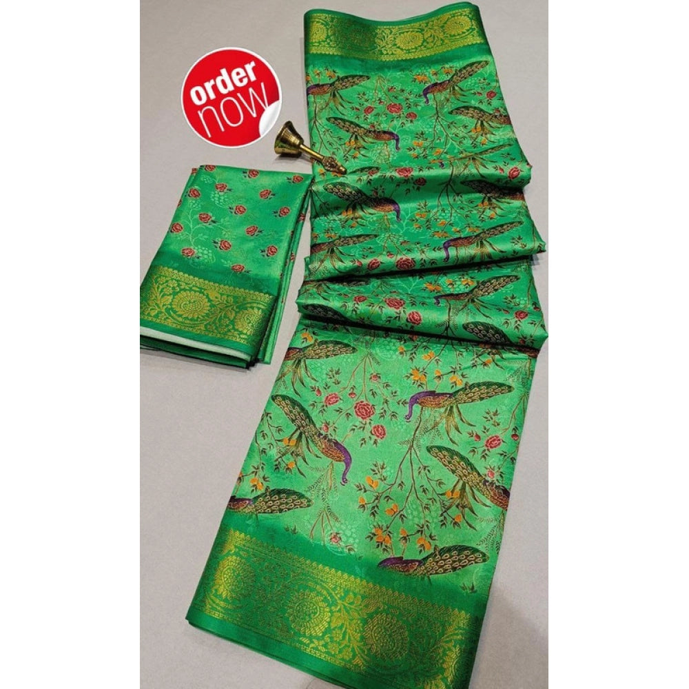 Lovely Women's Digital Dolla Silk Printed Saree With Blouse Piece