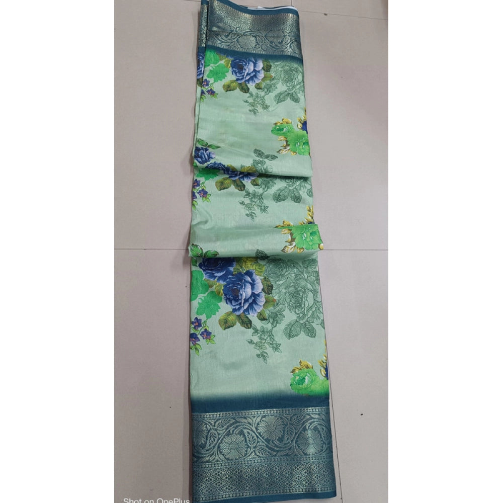 Lovely Women's Digital Dolla Silk Printed Saree With Blouse Piece