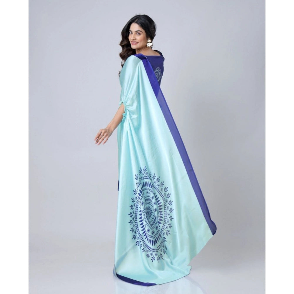 Elegant Kaftan Style Soft Crepe Silk Printed Ready To Wear Saree With Blouse Piece