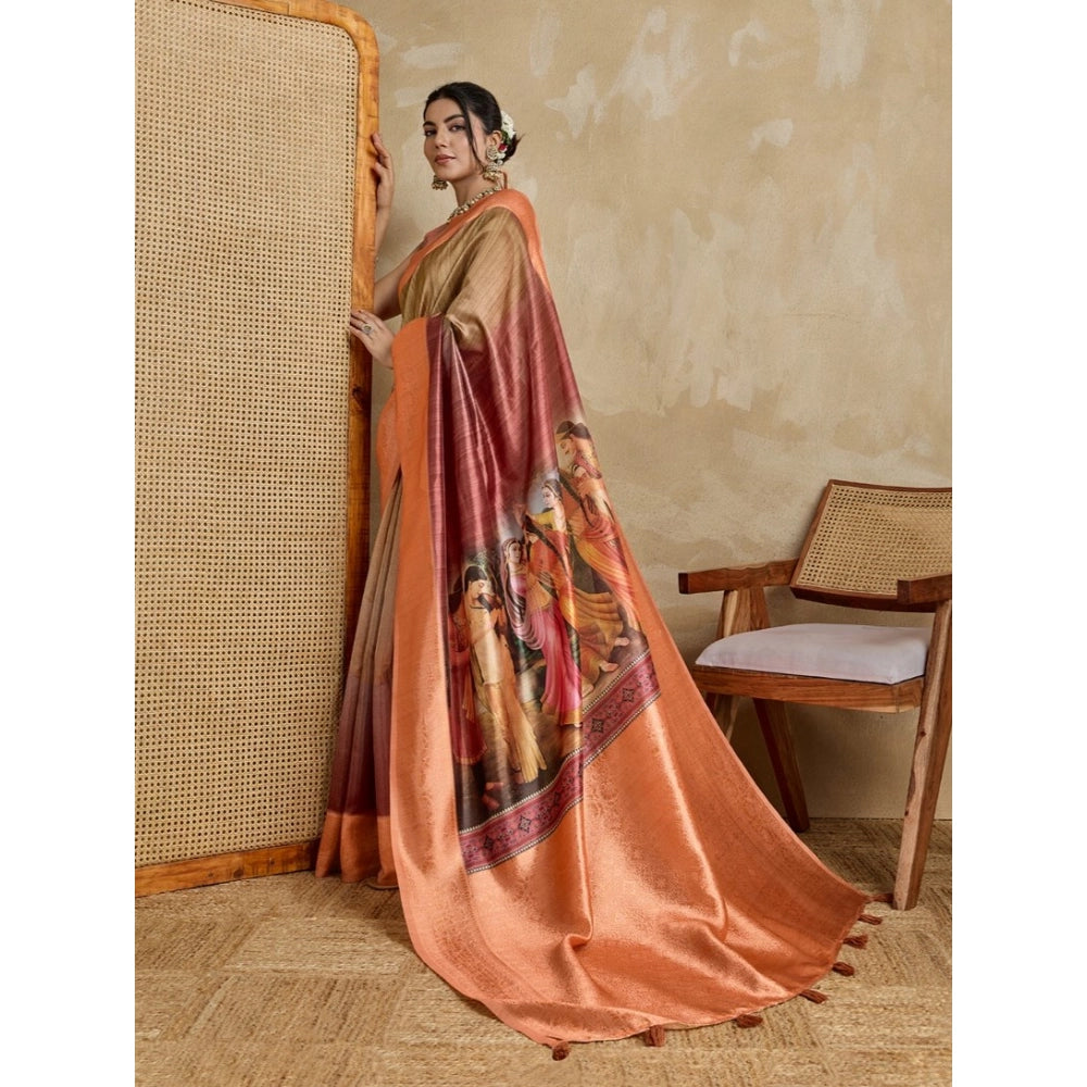 Incredible Women's Silk Printed Saree With Blouse Piece